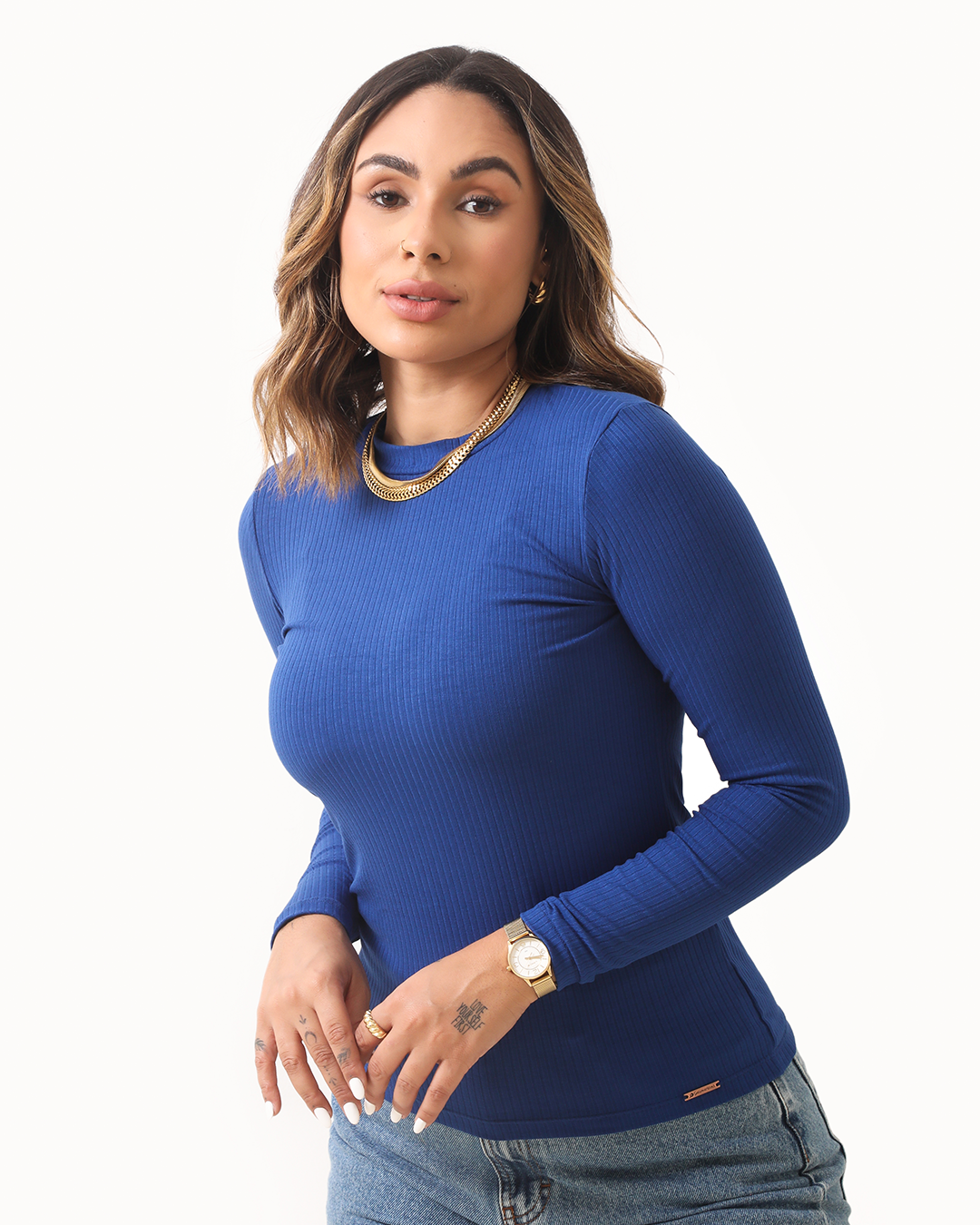 BLUSA AMÁLIA MANGA LONGA CANELADA