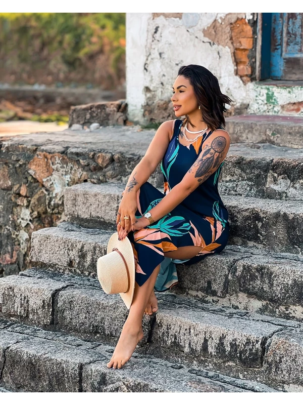 VESTIDO ADELINE MANGA CURTA VISCOLYCRA ESTAMPADO 