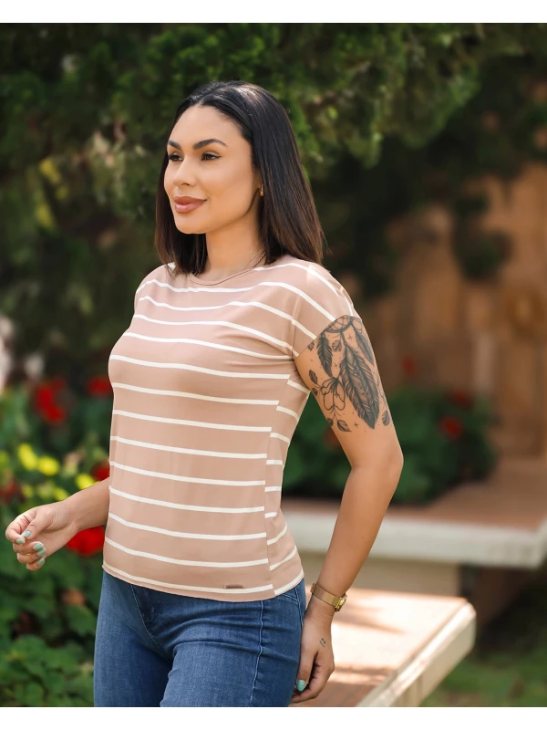 BLUSA ANGEL LISTRADA MANGA CURTA 