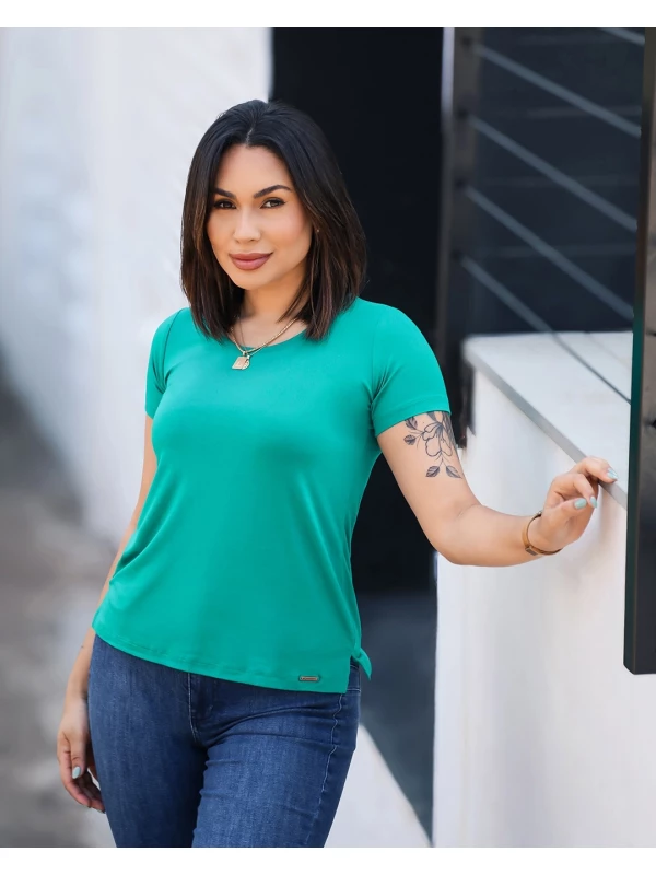 BLUSA JULI MANGA CURTA VISCOLYCRA 