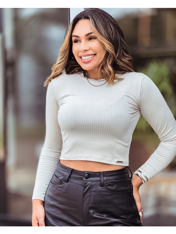 CROPPED LETÍCIA MANGA LONGA CANELADO