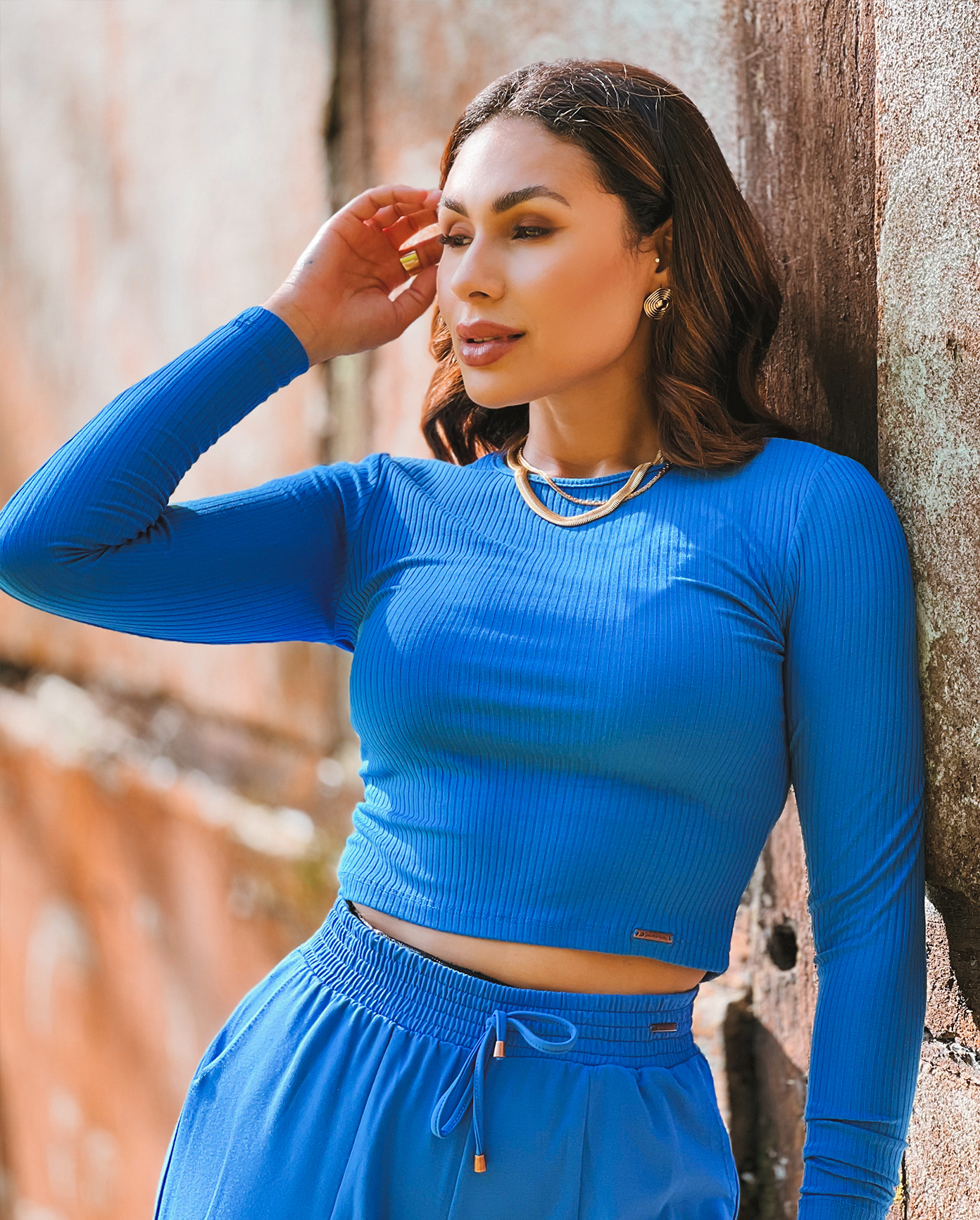 CROPPED TINA MANGA LONGA CANELADO