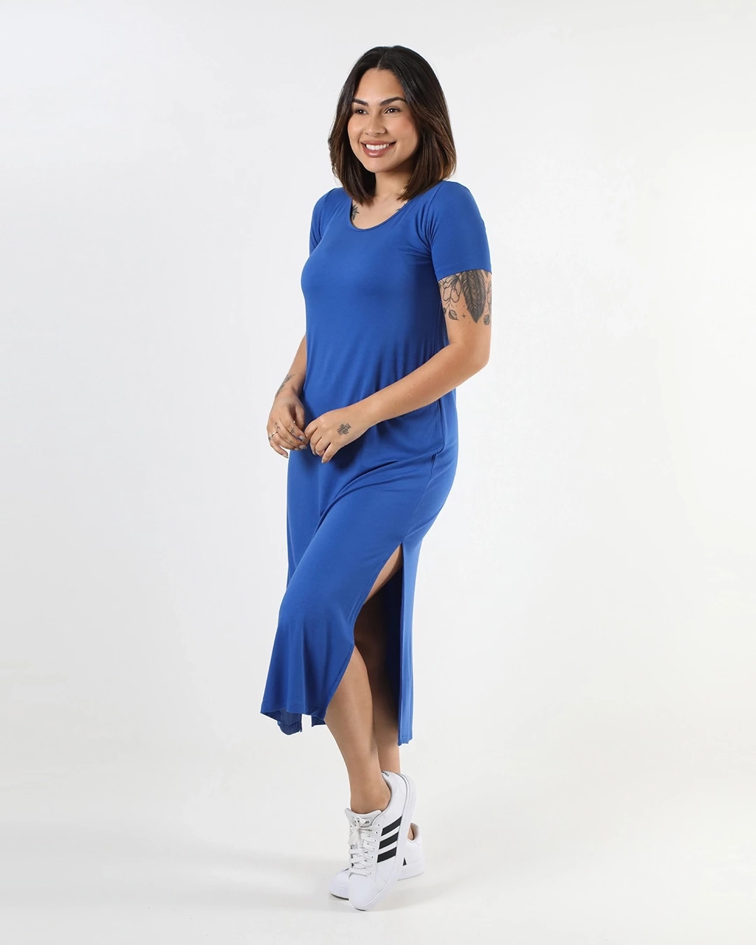 VESTIDO LETICIA MIDI MANGA CURTA VISCOLYCRA 