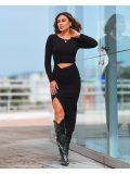 VESTIDO AMANDA MANGA LONGA CANELADO
